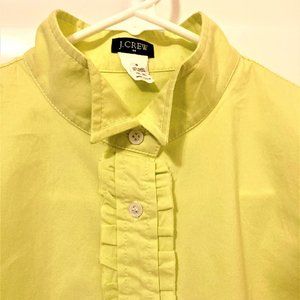 JCrew Ruffle Tuxedo Women's Small Lime Shirt-